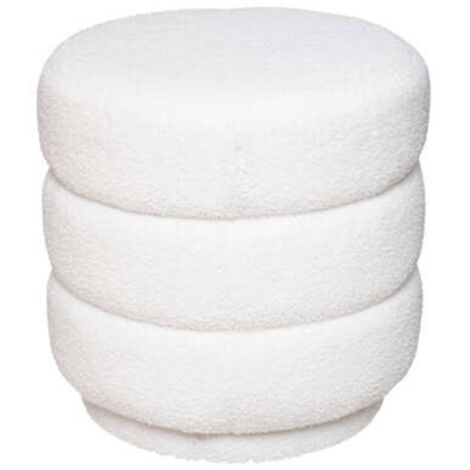 Atmosphera – Pouf bouclette 40cm blanc – Revêtement polyester – Rembourrage mousse polyuréthane – Structure bois contreplaqué