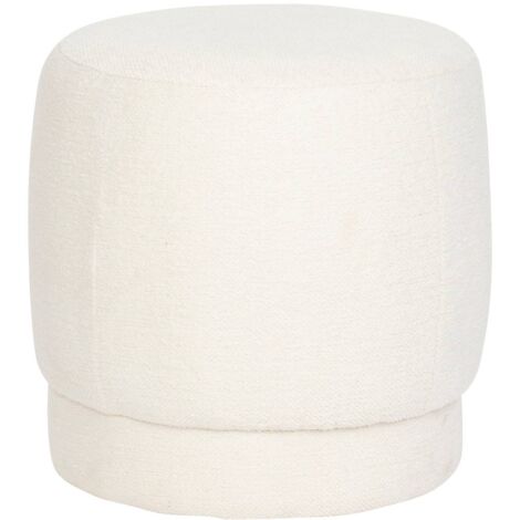 Atmosphera – Pouf en tissu bouclette blanc D 39 cm H 40 cm – Rembourrage mousse polyuréthane – Tissu certifié Oeko-Tex® – Structure bois de pin