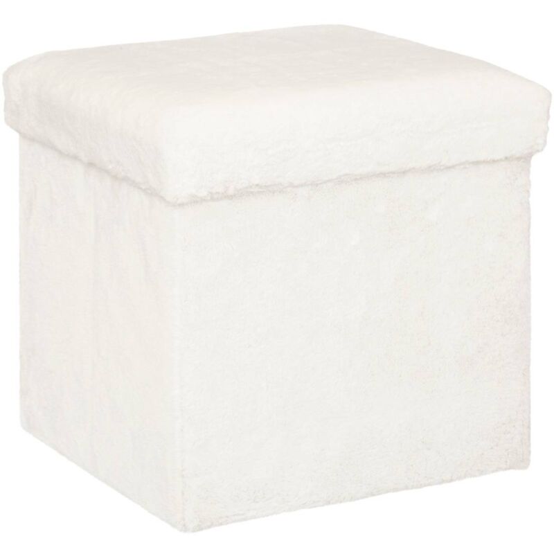 Pouf pliant Ezzio fourrure blanche Atmosphera créateur d'intérieur