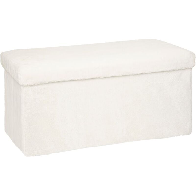 Atmosphera - Pouf pliant double Ezzio fourrure blanche créateur d'intérieur