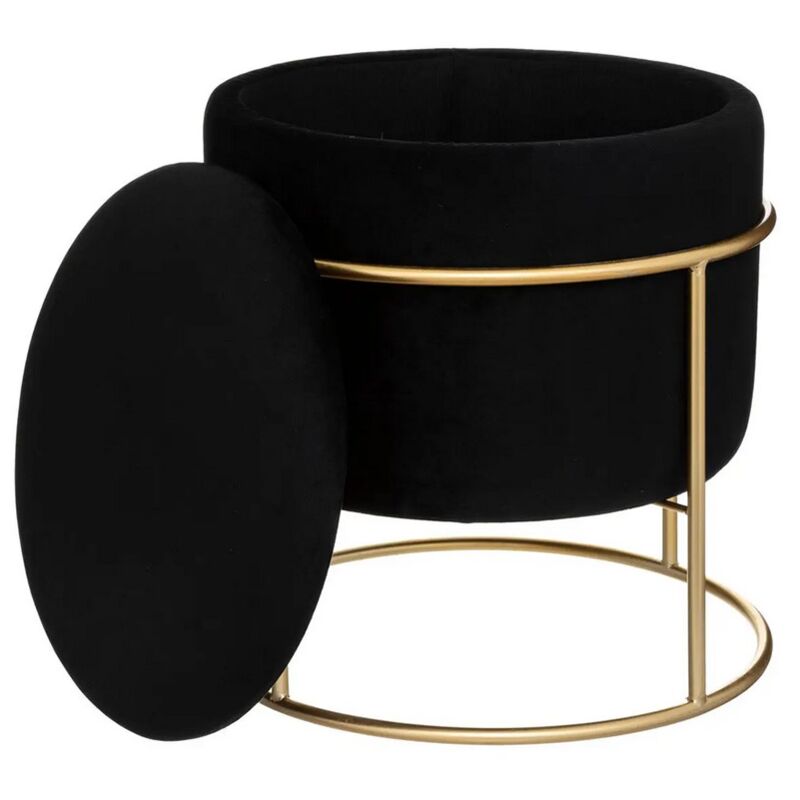 Pouf Coffre Velours Eliane Noir Atmosphera