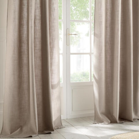 Atmosphera – Rideau à œillets 140x260cm lin – Design unicolore élégant – 8 œillets pour installation facile – Pour décoration intérieure moderne