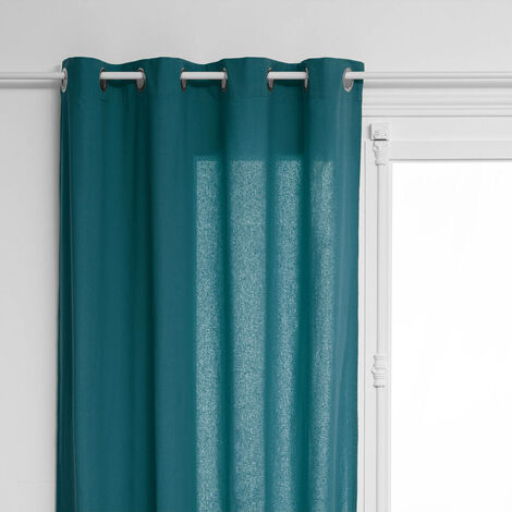 Atmosphera – Rideau à œillets en coton bleu canard 135 x 240 cm – Texture douce et durable – Installation facile avec œillets intégrés