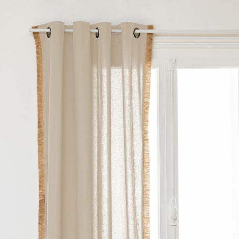 Atmosphera – Rideau Bota 140x260cm en coton et jute – 8 œillets métalliques – Franges décoratives – Pour filtrer la lumière