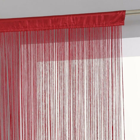 Atmosphera – Rideau de porte à fils 90 x 200 cm – 100% polyester – Lavable en machine – Rouge – 1 panneau