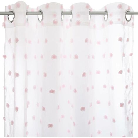 Atmosphera – Rideau enfant voilage rose 140 x 240 cm – 100% polyester – 8 œillets ronds argent – Lavable en machine à 30°