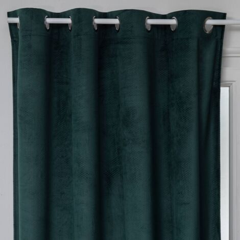 Atmosphera – Rideau occultant en velours vert cèdre 140x260 – 100% polyester – 8 œillets – Isolation thermique pour salons et chambres