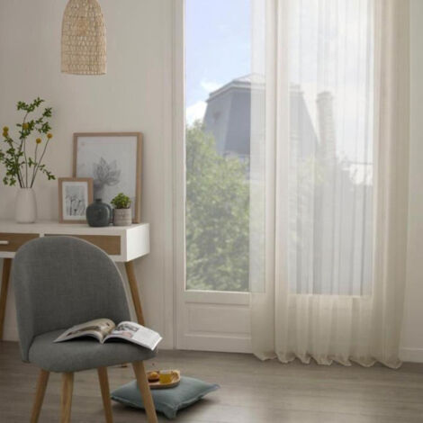 Atmosphera – Rideau voilage 135x240cm lin – 8 œillets pour installation facile – Légèreté et élégance pour intérieur moderne