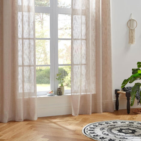 Atmosphera – Rideau voilage 140x240cm lin – 8 œillets – Légèreté et élégance pour fenêtres – Laisse passer la lumière naturelle
