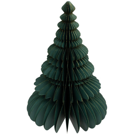 Atmosphera – Sapin de Noël en papier plié vert liseré doré H 30 cm – Dimensions L. 20 x P. 20 cm – Élément décoratif élégant pour fêtes