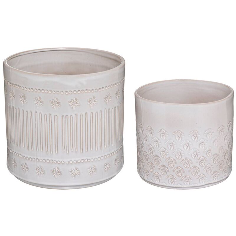 Set de 2 pots Carmen céramique blanc ivoire Atmosphera créateur d'intérieur