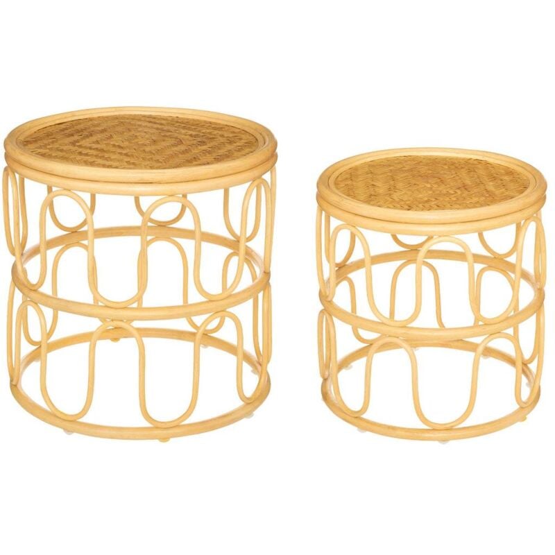 Tables gigognes Henriette beige D35 40cm - Atmosphera créateur d'intérieur