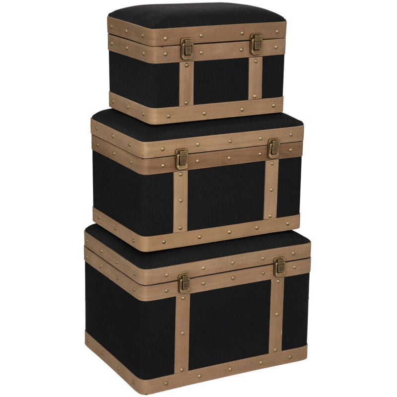 Set de 3 malles Norah noir L39 44 51cm Atmosphera créateur d'intérieur