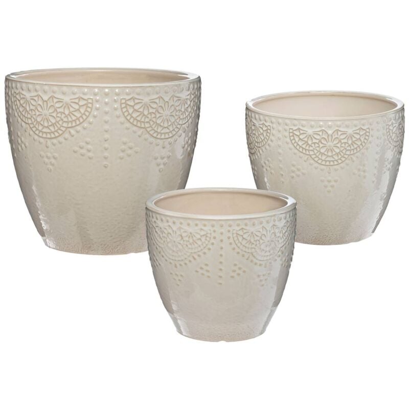 Set de 3 pots Bijoux blanc D20 25 30cm Atmosphera créateur d'intérieur