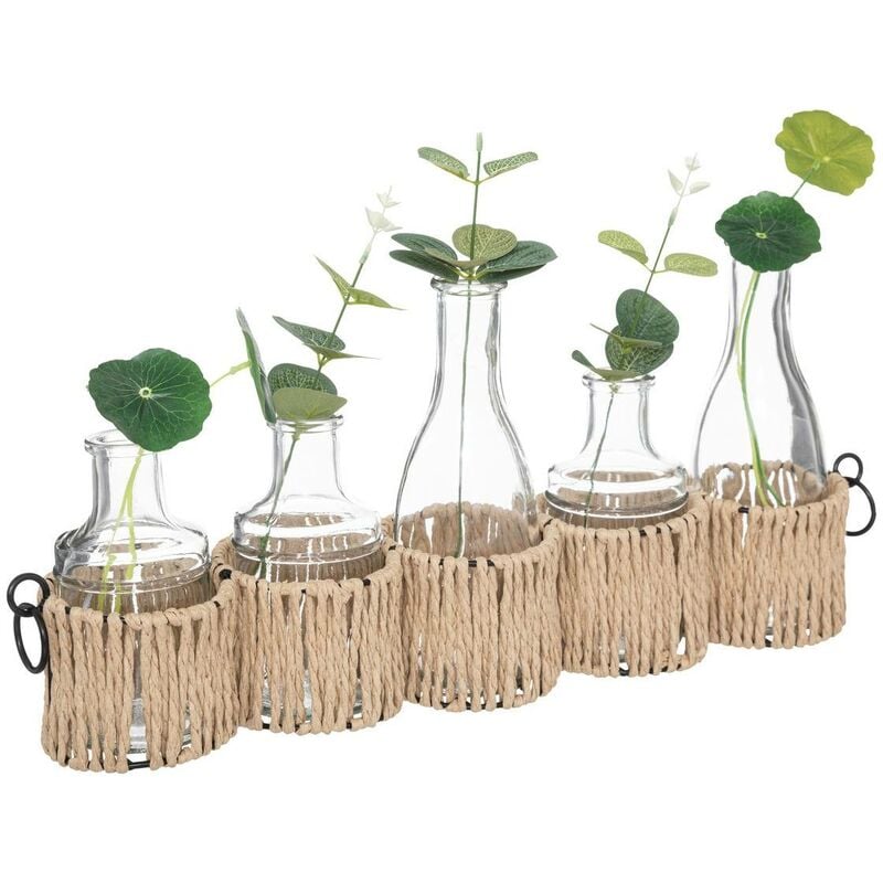 Set de 5 soliflores Cosy en verre beige H29,5cm Atmosphera créateur d'intérieur