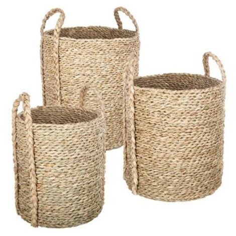 Atmosphera Set di cesti in vimini beige chiaro