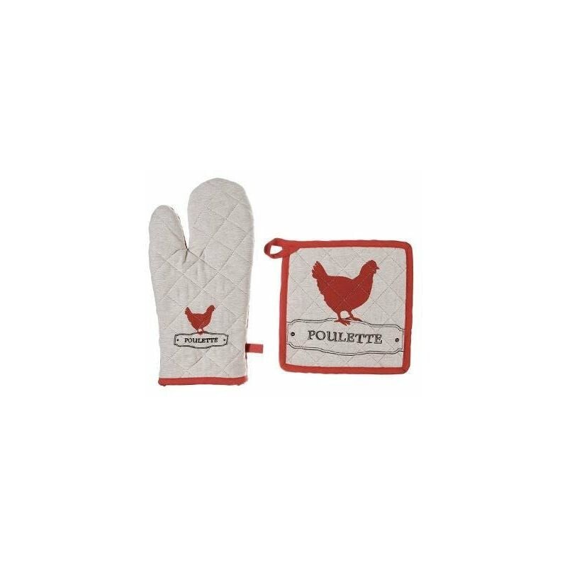 Atmosphera - Gant de cuisine poulette, coton, set