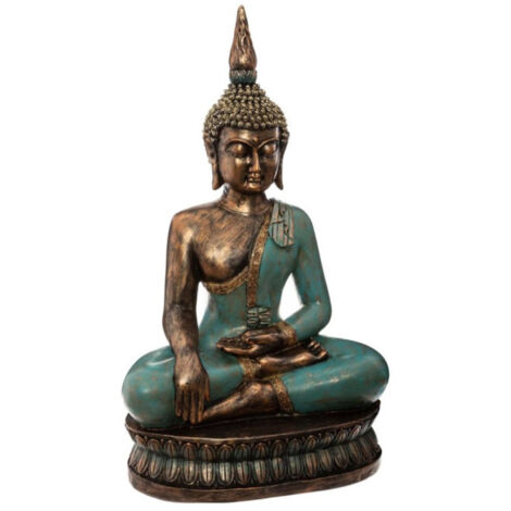 Atmosphera – Statue bouddha en résine 72 cm multicolore – Polyrésine et pierre – Décoration zen pour intérieur – Poids 4,8 kg