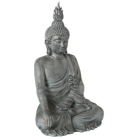 Atmosphera – Statue déco bouddha assis 106cm en sable et pierre – Couleur gris – Idéale pour décoration intérieure et extérieure