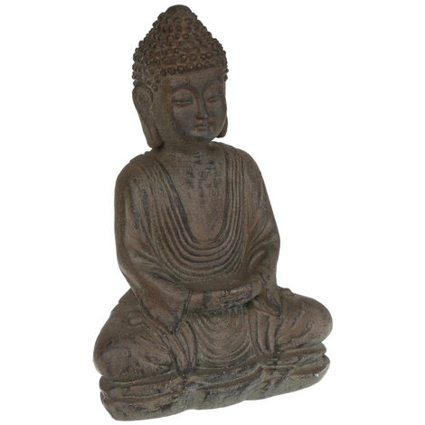 Atmosphera - Statue décorative Bouddha en magnésie H 28 cm - Pierre