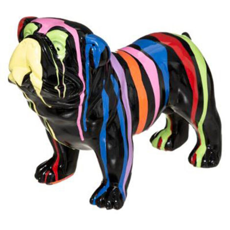 Atmosphera – Statuette déco chien peint 25cm – Plastique noir – Design élégant pour décoration intérieure – Finition effet peinture