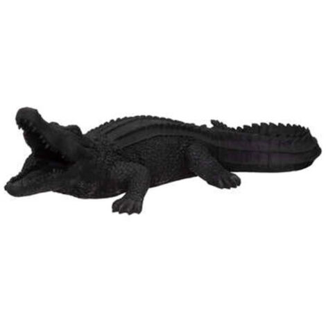 Atmosphera – Statuette déco crocodile 100cm noir – Résine – Élément décoratif pour espaces extérieurs – Design unique