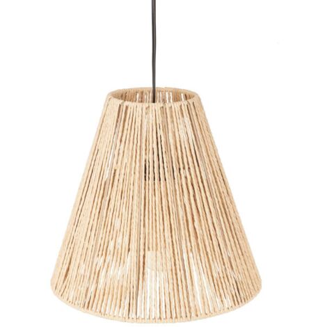 Atmosphera – Suspension corde Giada beige D30 – Abat-jour fer et papier – Hauteur 27 cm – Longueur câble 95 cm – Douille E27 40W