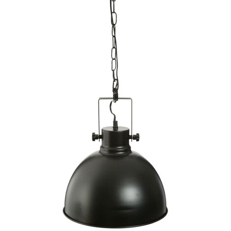 Atmosphera – Suspension dôme métal noir D 30 cm – Plafonnier industriel E27 – Hauteur 35 cm – Longueur câble 60 cm – Pour cuisine et salon