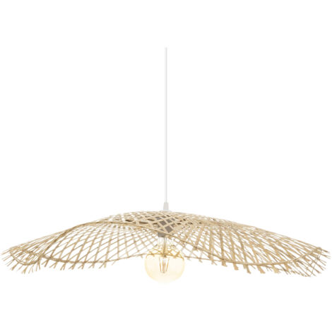 Atmosphera – Suspension en bambou D75 – Abat-jour tressé pour ambiance chaleureuse – Longueur câble 100 cm – Douille E27 pour ampoule