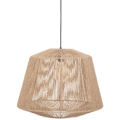 Atmosphera – Suspension en corde beige D 48 cm – Fer et papier naturel – Hauteur ajustable – Douille E27 – Longueur câble 90 cm