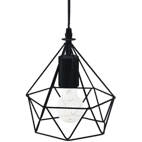 Atmosphera – Suspension en métal noir 19 cm – Design géométrique contemporain – Douille E27 – Longueur câble 80 cm – Pour éclairage intérieur