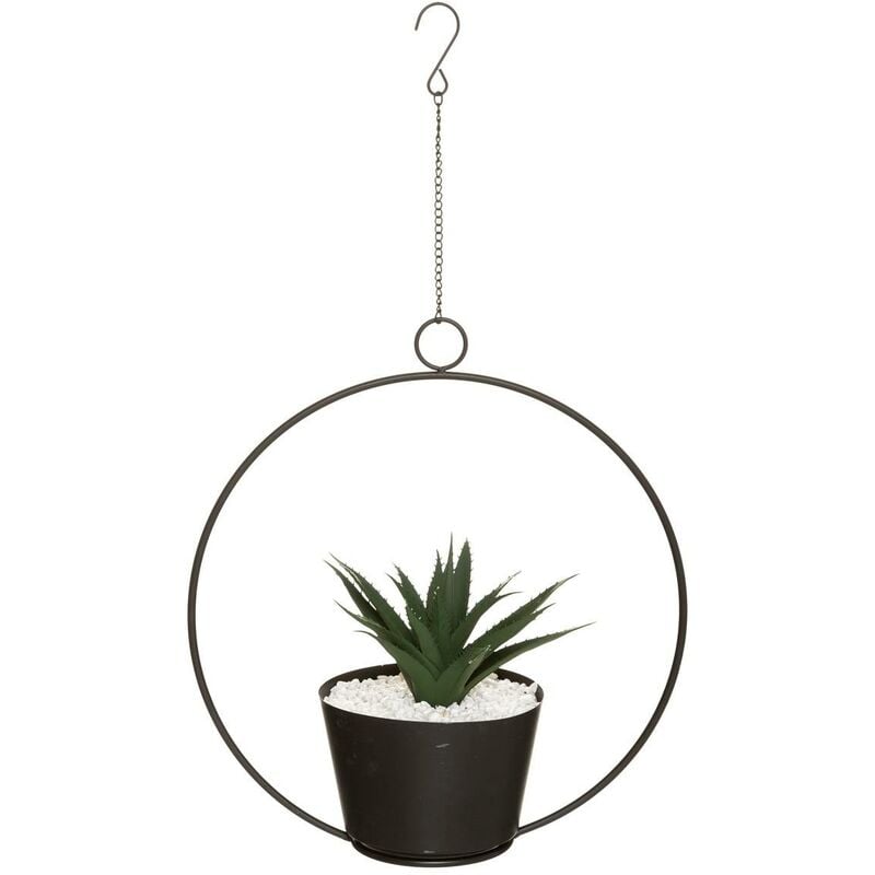 Plante artificielle à suspendre Feel - pot en métal - H30 - 5 cm Atmosphera créateur d'intérieur - Noir
