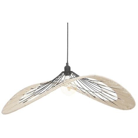 Atmosphera – Suspension métal filaire Cosy noir naturel D75 – Fer et papier – D. 75 cm – Hauteur 29,5 cm – Longueur câble 80 cm – Ampoule E27 max 40W