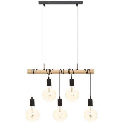 Atmosphera – Suspension rampe x5 métal – Design rustique-bohème – Dimensions L. 60 x P. 4,5 x H. 120 cm – Douille E27 – Compatible ampoules rétro décoratives