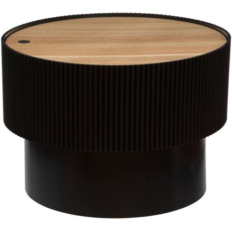 Atmosphera – Table basse coffre en bois – Forme originale – Plateau relevable avec espace de rangement – Diamètre 55 cm – Hauteur 38 cm – Poids 6,3 kg