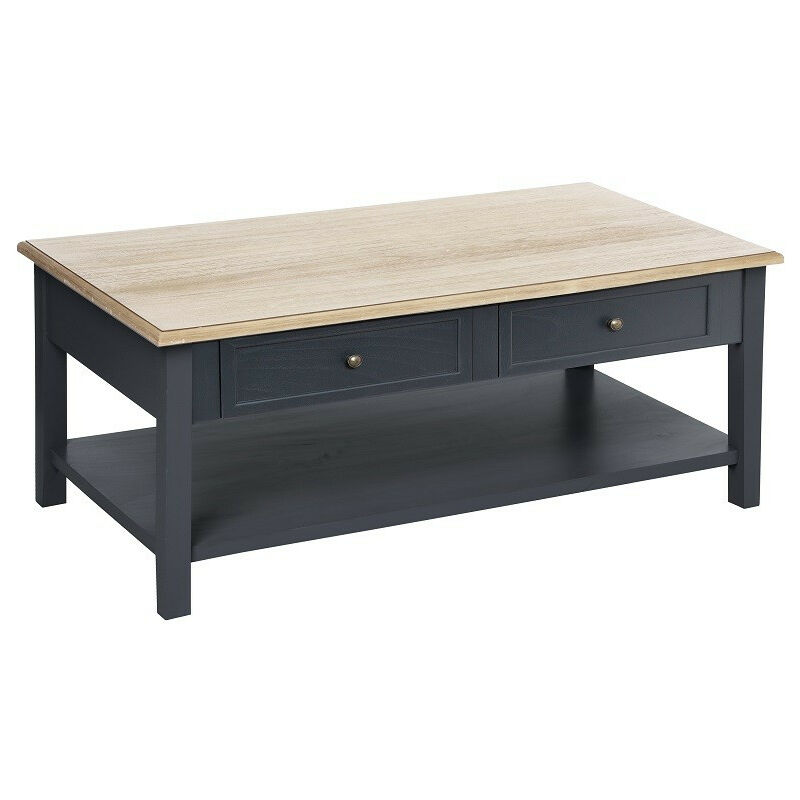 Table basse Damian gris foncé Gris - Gris foncé et naturel clair - Atmosphera