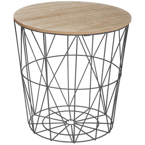 Atmosphera – Table basse en métal noir et bois MDF H 41 cm – Design moderne pour intérieur scandinave – Plateau amovible pour rangement