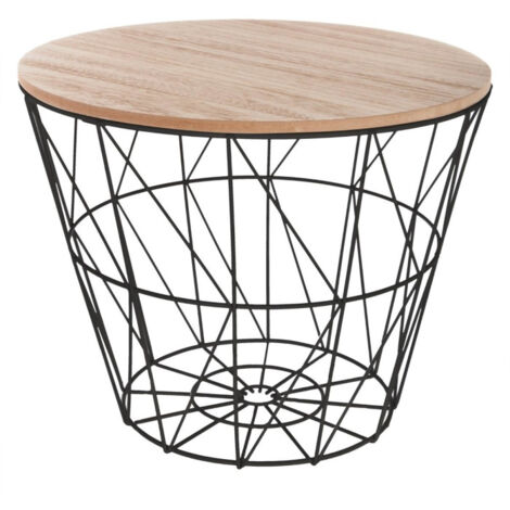 Atmosphera – Table d'appoint moderne 38cm en MDF et métal – Couleur noire – Design épuré pour petits espaces – Poids léger 1,46kg
