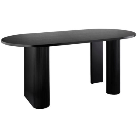 Atmosphera – Table basse fixe effet cannelé 120cm – MDF noir – Dimensions L. 120 x l. 60 x H. 45 cm – Poids max 50 kg