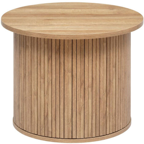 Atmosphera – Table basse ronde 60cm beige – Plateau MDF et piètement bois – Hauteur 45cm – Design moderne pour salon élégant