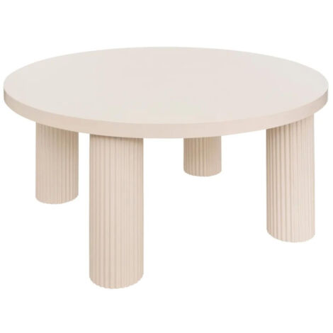 Atmosphera – Table basse ronde 70cm crème – MDF effet cannelé – Hauteur 35cm – Design moderne à monter soi-même