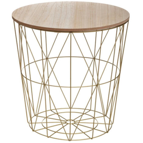 Atmosphera – Table d'appoint en MDF et métal 39,5cm – Design moderne couleur or – Légère et facile à installer pour tous les espaces