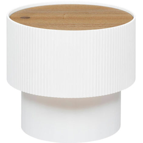 Atmosphera – Table d'appoint ronde avec coffre – MDF blanc – D. 38,5 x H. 35 cm – Design élégant pour intérieur moderne