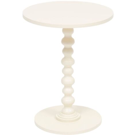 Atmosphera – Table d’appoint ronde en bois MDF ivoire 50x38cm – Finition mate résistante aux taches – Pied en pin pour petits espaces