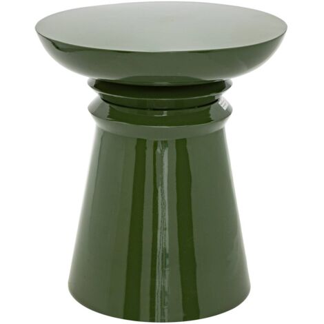 Atmosphera – Table d'appoint Totem en métal vert D 38 cm – Hauteur 43 cm – Finition glossy pour petits espaces – Légère et facile à déplacer