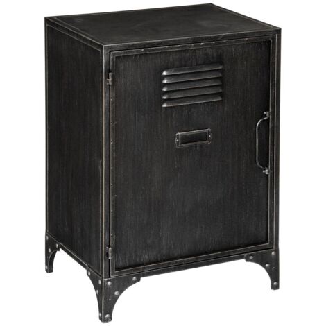 Atmosphera – Table de chevet 1 porte en fer gris anthracite – Dimensions L. 40 x P. 30 x H. 58,3 cm – Avec étagère intérieure H. 23 cm