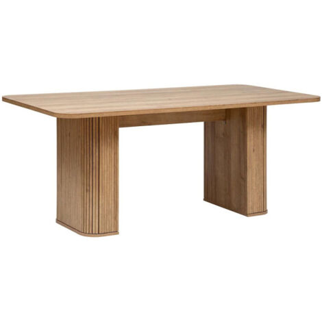 Atmosphera – Table de salle à manger rectangulaire 180x90cm – Plateau MDF marron – Piètement bois contreplaqué – Accueil jusqu'à 6 personnes