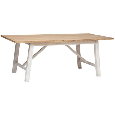 Atmosphera – Table de salle à manger rectangulaire 200cm en bois d'acacia et MDF – Finition blanche – Accueil jusqu'à 6 personnes