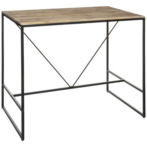 Atmosphera – Table haute Edena en bois d'acacia et métal L115 x P70 x H98 cm – Assise pour 4 à 6 personnes – Style vintage élégant