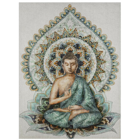 Atmosphera - Tableau Toile murale imprimée Bouddha en relief 58 x 78 cm - Bouddha
